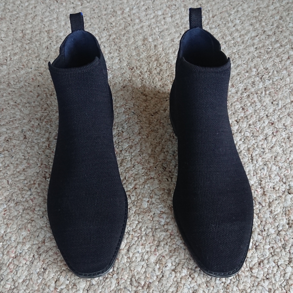 Rothy's black merino wool sustainable Washable Chelsea Ankle Boots Sz 9.5 - Picture 2 of 15